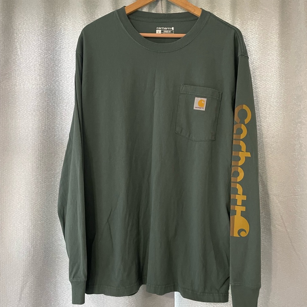 Carhartt Long Sleeve Shirt - Green with Yellow Logo